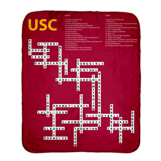 USC Crossword Sherpa Throw Blanket-Solved