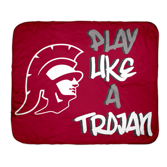 Play Like A Trojan Sherpa Throw Blanket